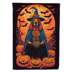 Bloodhound Witchy Halloween House Flag Large Porch Sleeve Pole Decorative Outside Yard Banner Artwork Wall Hanging, Polyester, House Size, Multicolor