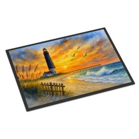 Beach Lighthouse Doormat Front Door Mat Indoor Outdoor Rugs for Entryway, Non Slip Washable Low Pile, 18H X 27W
