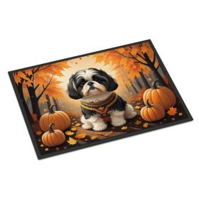 Shih Tzu Fall Doormat Front Door Mat Indoor Outdoor Rugs for Entryway, Non Slip Washable Low Pile, 24H X 36W