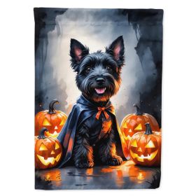 Scottish Terrier Puppy Halloween House Flag Large Porch Sleeve Pole Decorative Outside Yard Banner Artwork Wall Hanging, Polyester, House Size, Multic
