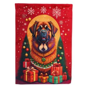 Leonberger Holiday Christmas House Flag Large Porch Sleeve Pole Decorative Outside Yard Banner Artwork Wall Hanging, Polyester, House Size, Multicolor