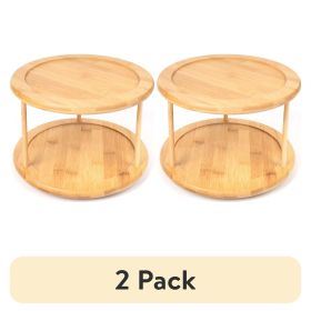 (2 pack)Kitchen Organizer Bamboo Turntable 2-Tier Spice Rack, 10.04 DIA x 6.89 in