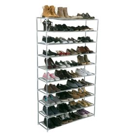 10-Tier 50 Pair Shoe Rack, Grey