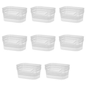 Set (2) Small Open Bins, Clear Plastic, Easy Access Bin with Scoop Front, 8 Count