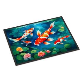 Koi Fish Doormat Front Door Mat Indoor Outdoor Rugs for Entryway, Non Slip Washable Low Pile, 24H X 36W
