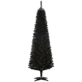 6' Artificial Pencil Christmas Tree, Slim Xmas Tree with 390 Realistic Branch Tips and Plastic Stand, Black (Option: Black-800x190x190 mm)