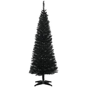 5' Artificial Pencil Christmas Tree, Slim Xmas Tree with 294 Realistic Branch Tips and Plastic Stand, Black (Option: Black-850x150x170 mm)