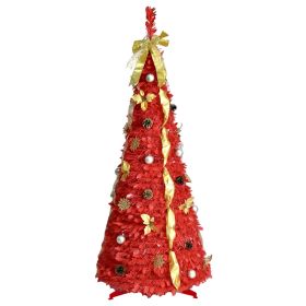 6FT UP Red Tree Artificial Full Christmas Tree Holiday Xmas (Option: 6FT)