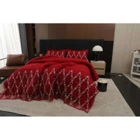 3-Piece Lace Embroidered Comforter Set with 2 Pillow Shams, Elegant Floral Bedding for Queen, King and California King Beds (Option: Blue-Queen)