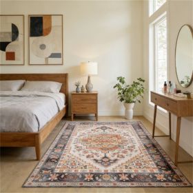 Carpet, room carpet, printed carpet, suitable for living room and bedroom (Color: Tawny brown)