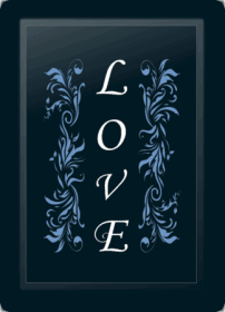 Love Floral Vertical Blue Logo Panel (Logo Panel Size: 24" Panel for Xpression Gaming Chair Only)